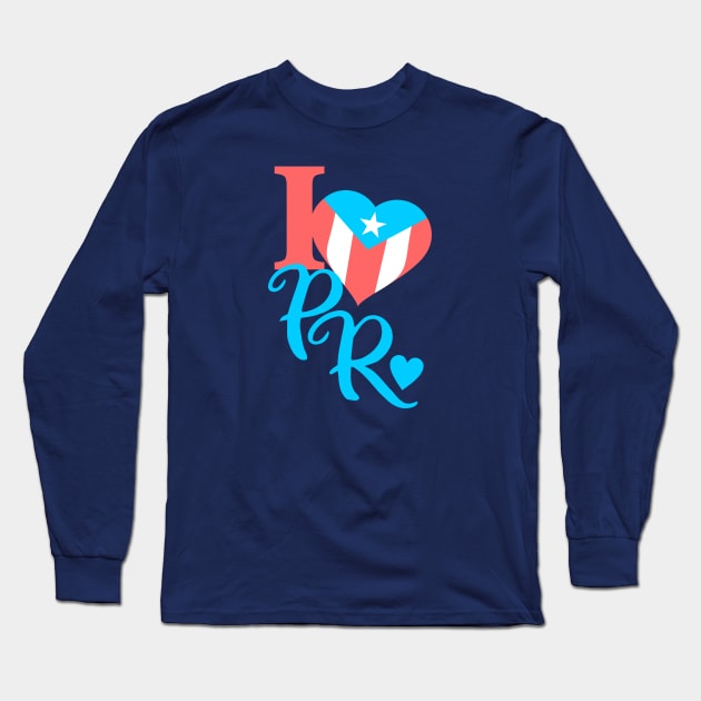 I Love Puerto Rico Boricua Flag Heart Long Sleeve T-Shirt by bydarling